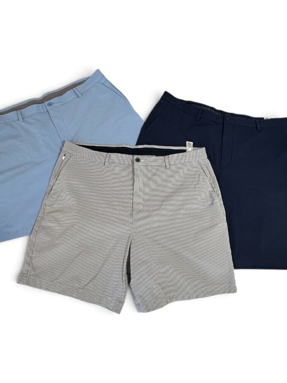 Vinyard Vines On The Go OTG Men's Golf Shorts Blue Seersucker Athleisure Size 42